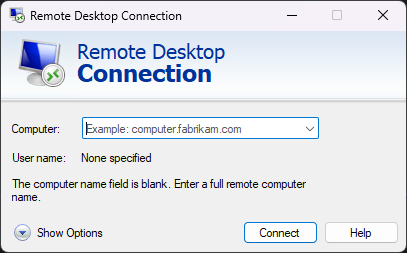 Windows 11 Pro Remote Desktop Connection