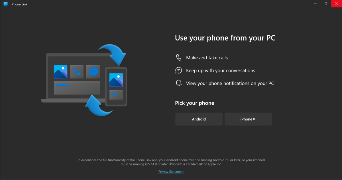 Приложение Windows 11 Phone Link