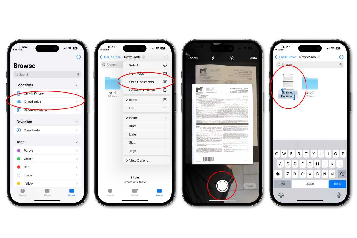 iPhone scanning documents