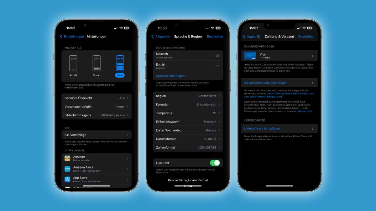 Blaue Akzente in iOS 16