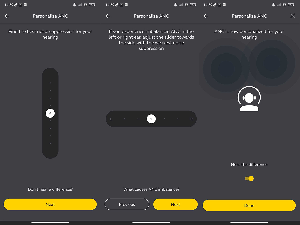 Función de personalización de la ANC en la app Jabra Sound+