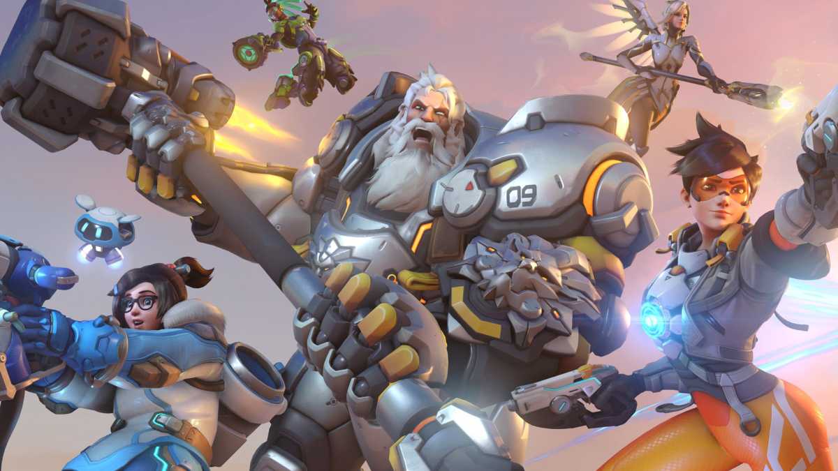 Overwatch 2 header image, reinhardt, tracer, mei