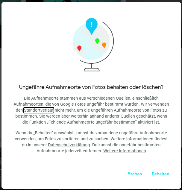 Google Fotos - Standortverlauf