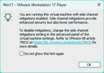 VM Ware Warnung