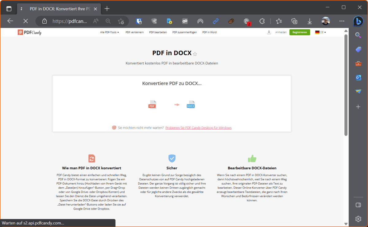 PDF-Candy Konvertierung