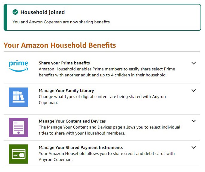 How to use  Household to share Prime benefits