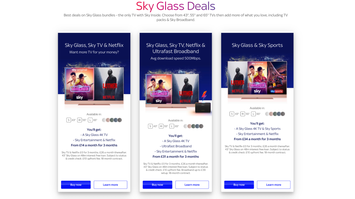 Sky Glass deals screenshot