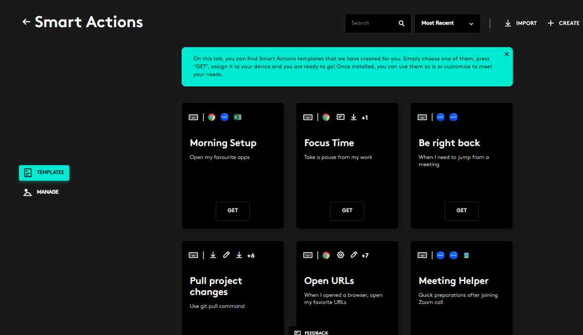 Logitech Options+ Smart Actions templates