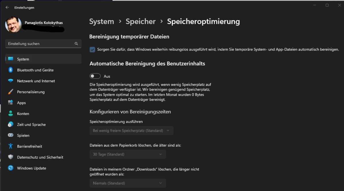 Die Windows-Speicheroptimierung (Storage Sense) kann viele Aufräumarbeiten auf Ihrem PC automatisch und im Hintergrund erledigen.