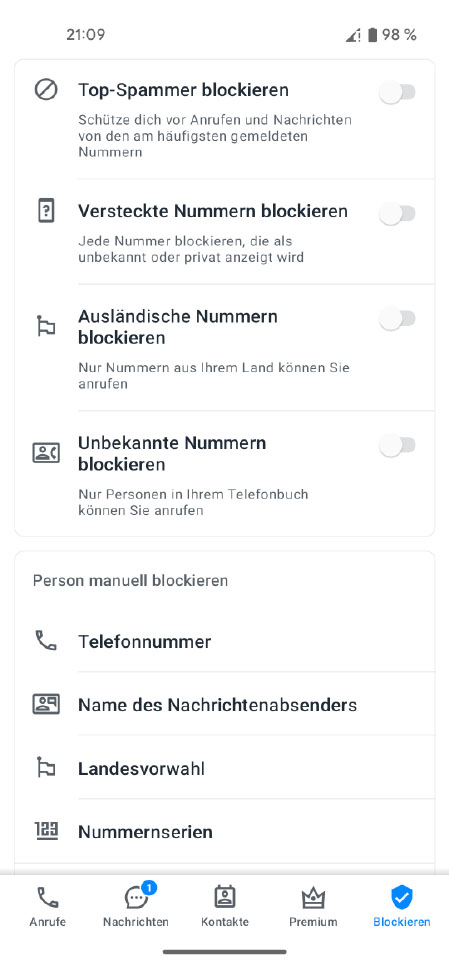 Die App Truecaller wertet unter anderem eine Blacklist im Internet aus, um Spam-Anrufe und SMS zu erkennen und abzuwehren.