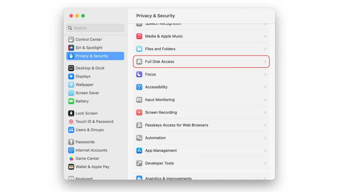 macOS Ventura Full Disk Access