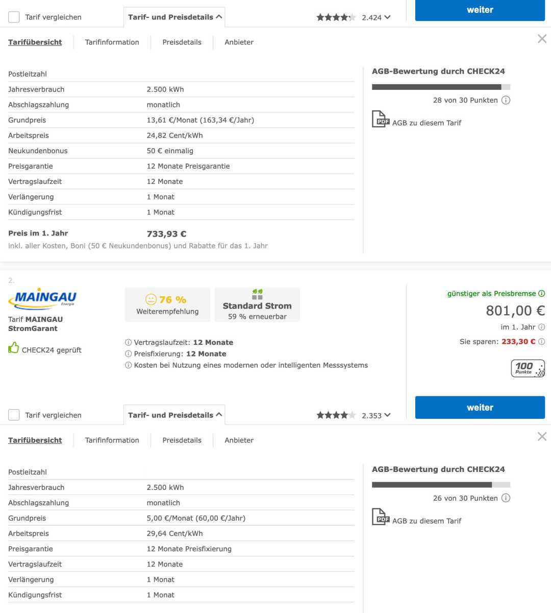 Günstige Stromanbieter