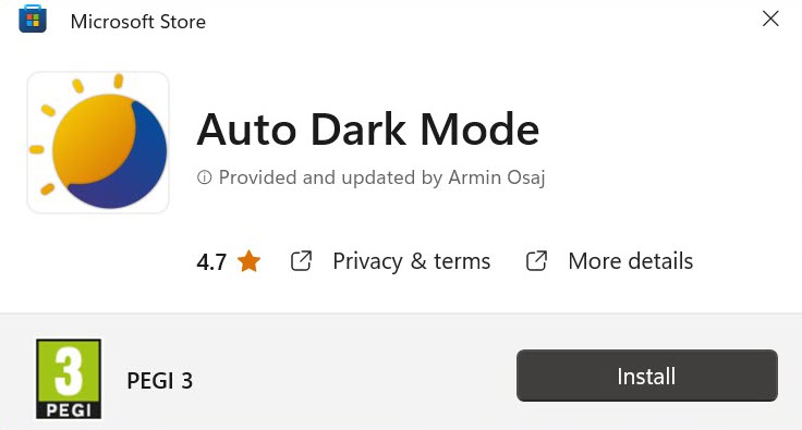 Windows 11 Auto Dark Mode app