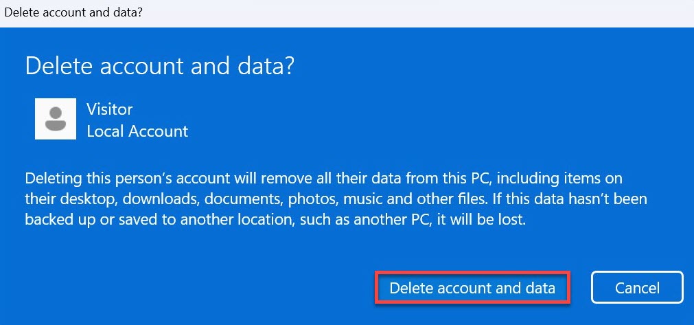 Windows 11 حذف لقطة شاشة طريقة حساب المستخدم