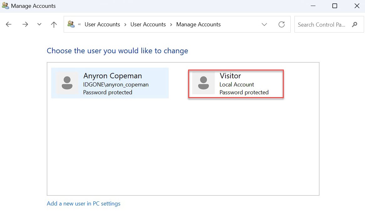 Windows 11 cómo eliminar una cuenta de usuario