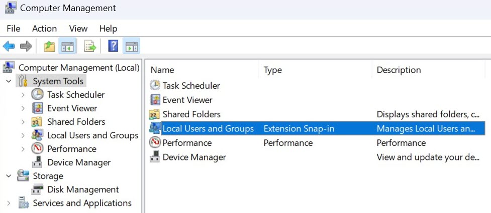 Windows 11 disable user account method screenshot
