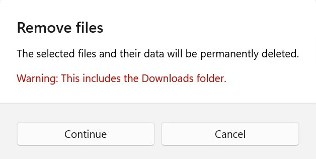 Windows 11 temporary files deletion confirmation