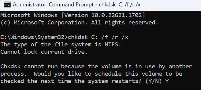 Windows 11 Disk Check command