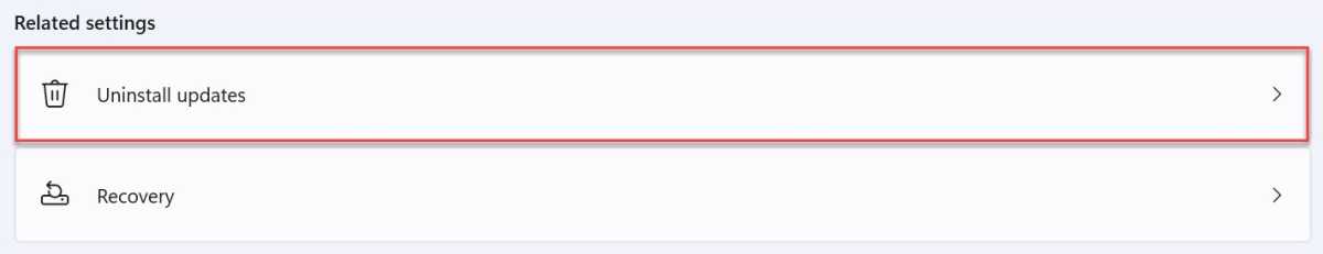 Windows 11 Uninstall updates option