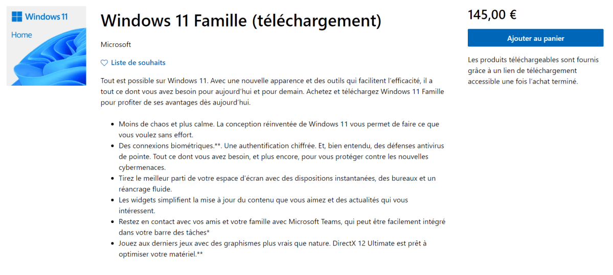 Windows 11 FAMILLE 64 bits sur Clé USB avec licence - Cdiscount Informatique