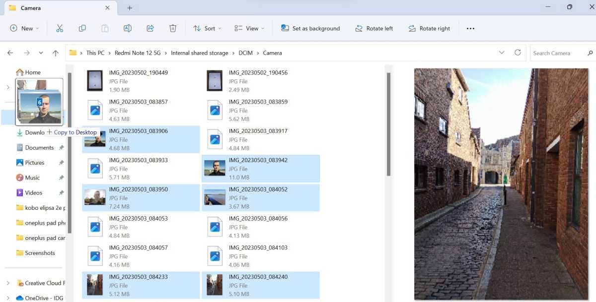 Windows Android share files method screenshot
