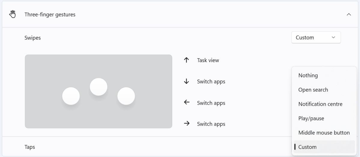 Windows customise touchpad method