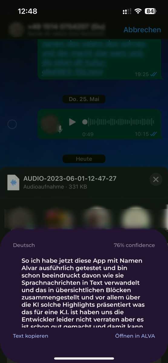 Der konvertierte Text wird uns in Echtzeit angezeigt