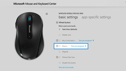 Microsoft mouse and keyboard center