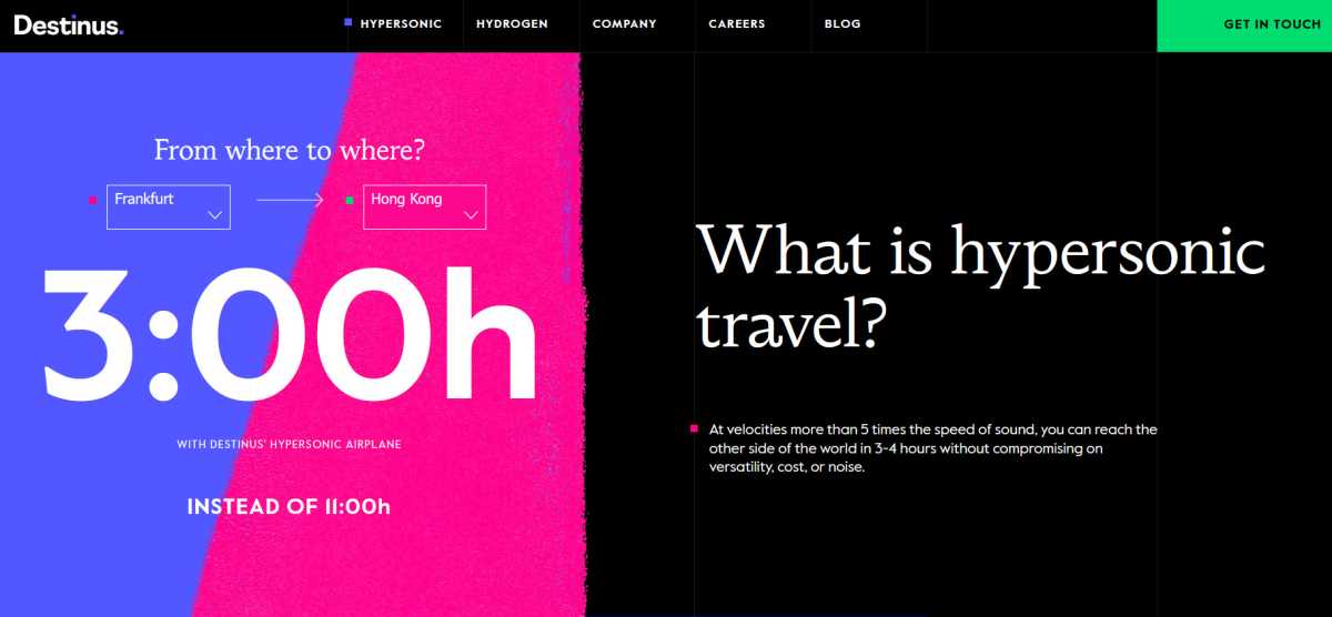 Destinus. Homepage.