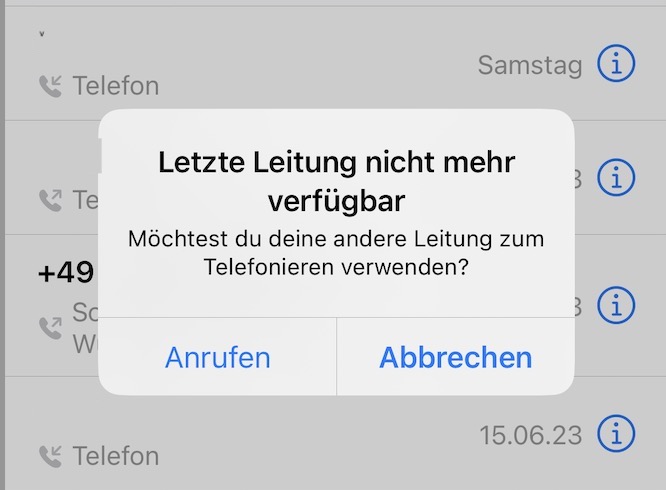 Letzte Leitung nicht mehr verfügbar – das bedeutet diese iPhone-Fehlermeldung.