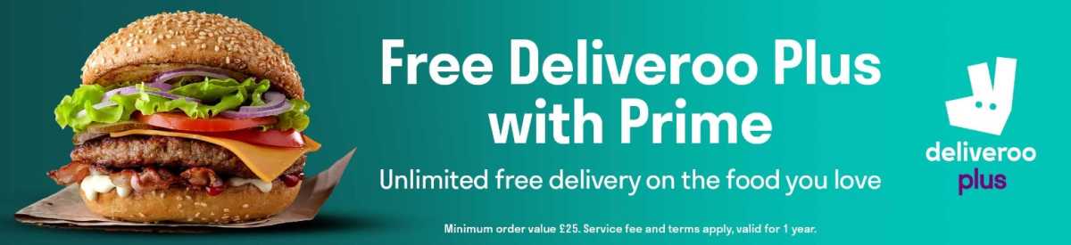 Deliveroo Plus with the Amazon Prime banner