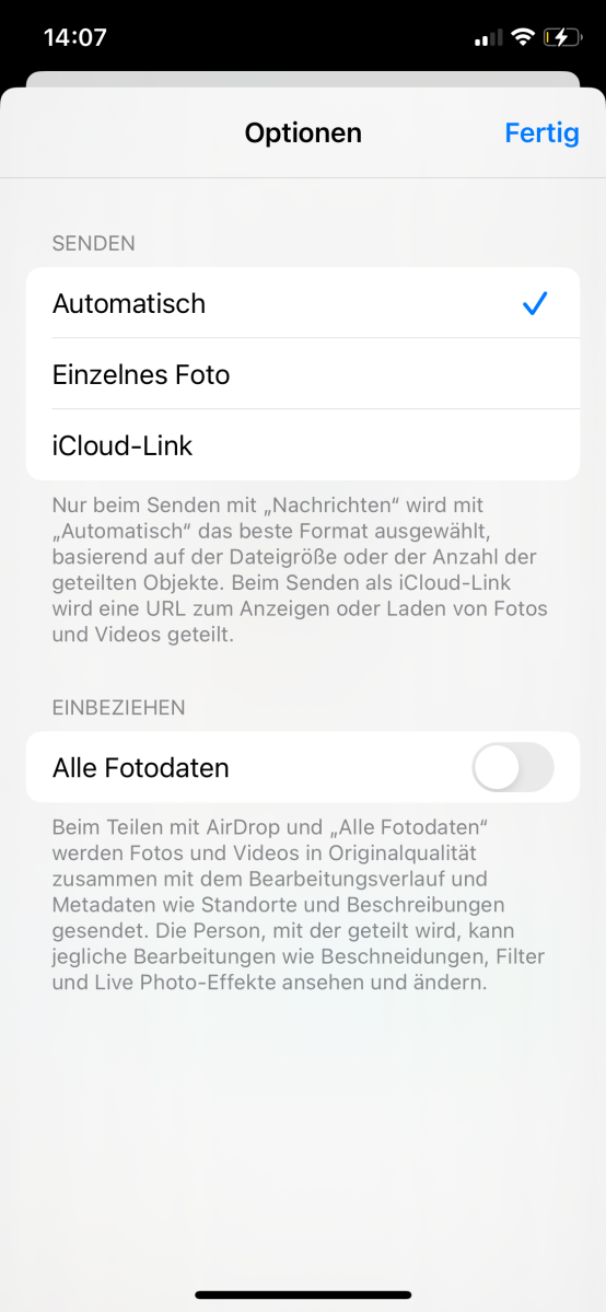 Foto Teilen unter iOS 16