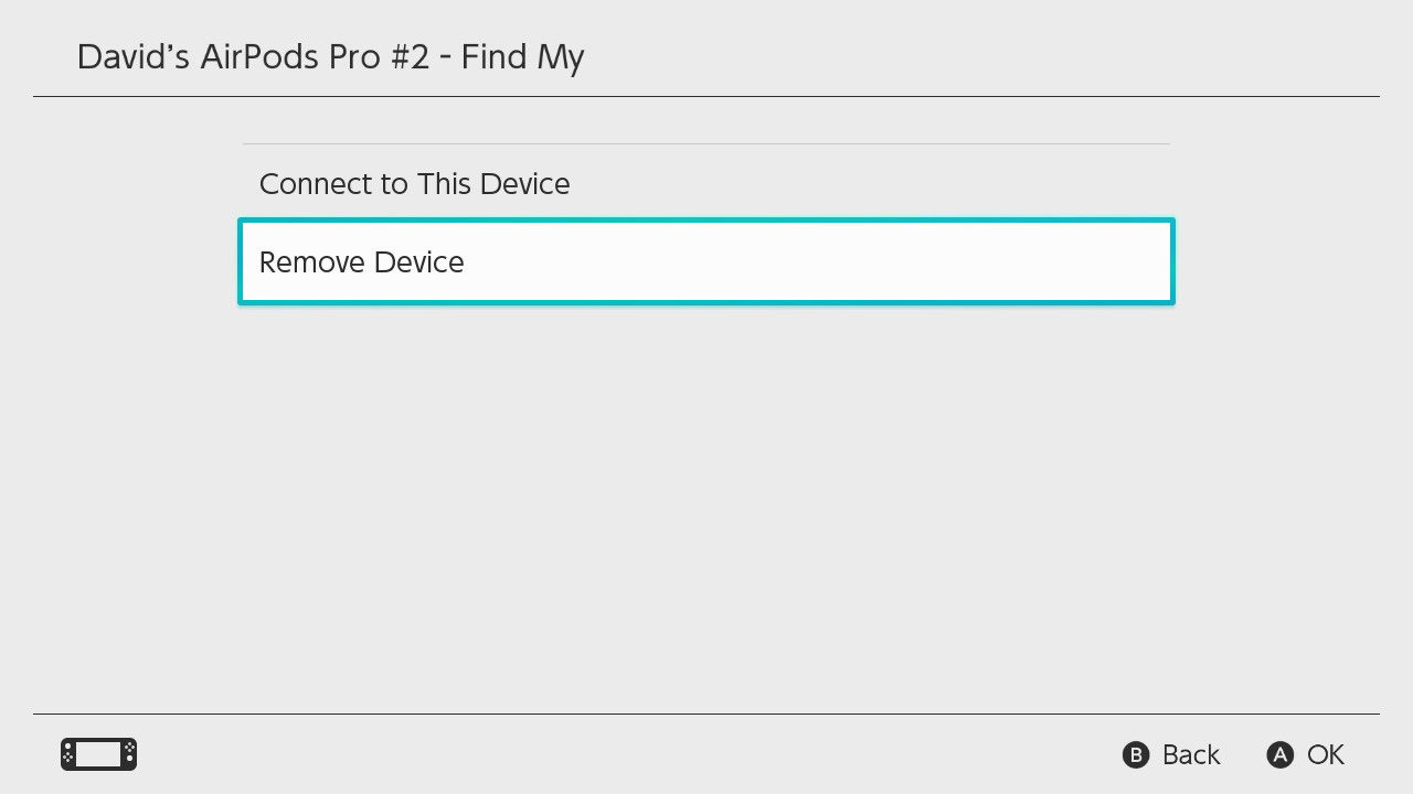 How to pair AirPods with Nintendo Switch: Remove Device