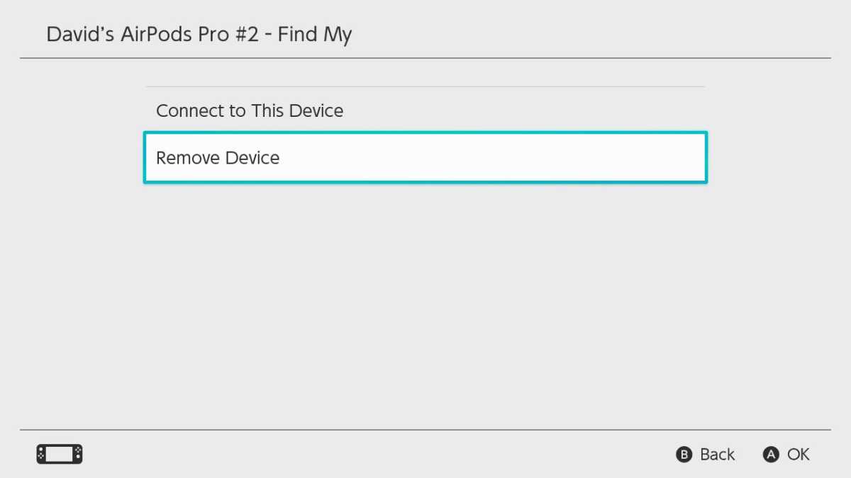 How to pair AirPods with Nintendo Switch: Remove Device