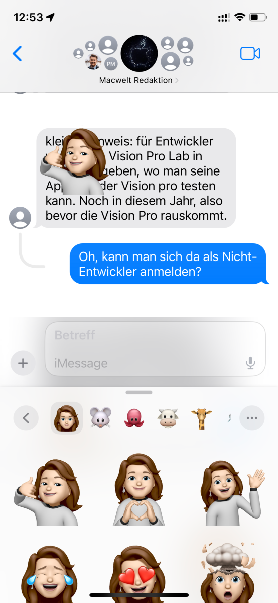 Sticker unter iOS 17 in iMessage