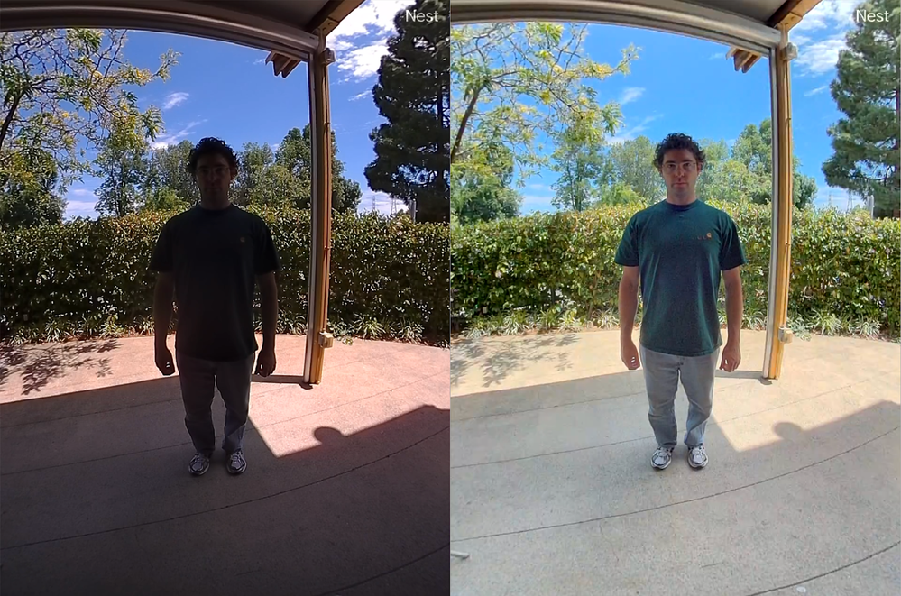 Google Nest Cam HDR video frame comparison