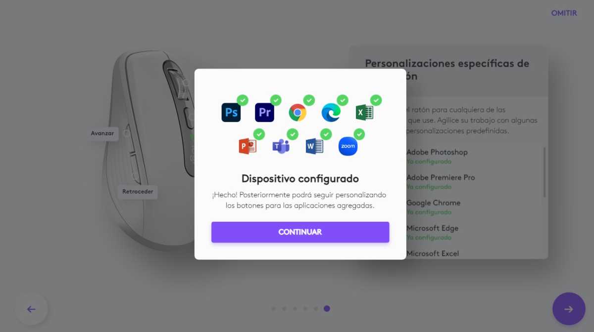 Logitech Options+ dispositivo configurado