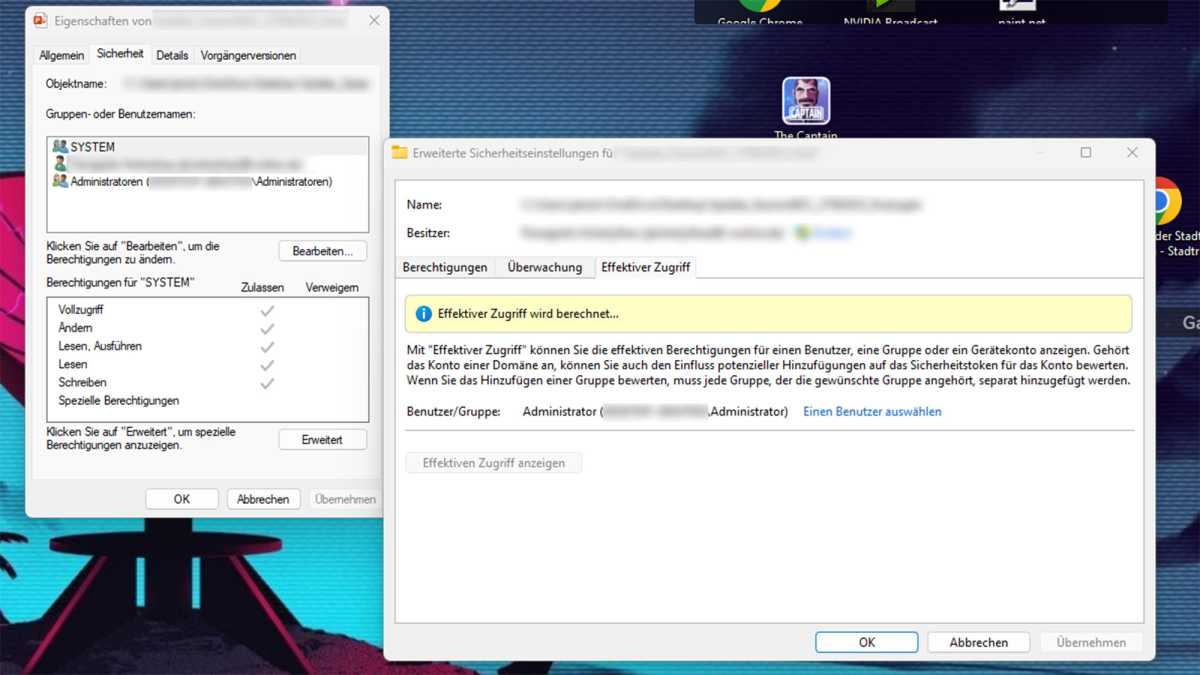 Zwei Fenster in Windows 11 zeigen den Bug