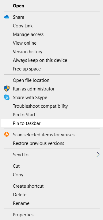 Pin to taskbar