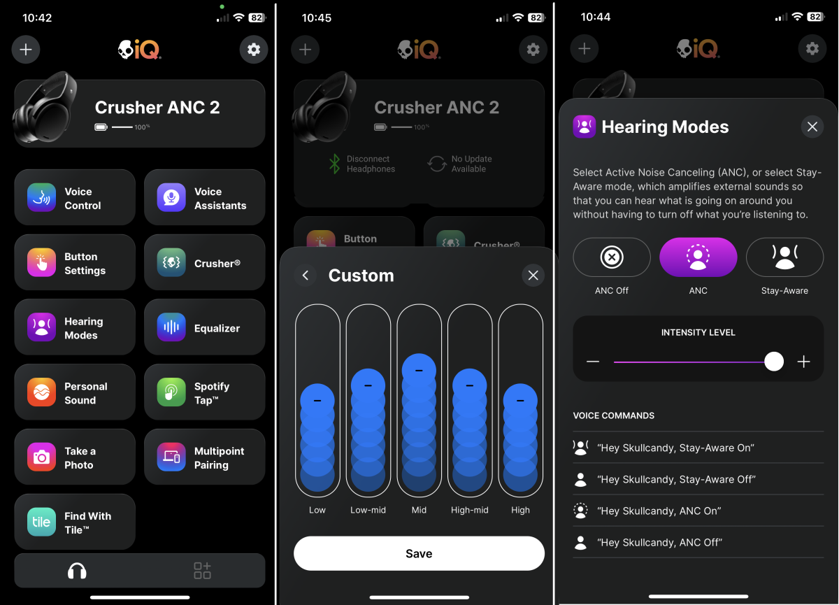 Captures d'écran de l'application Skullcandy IQ