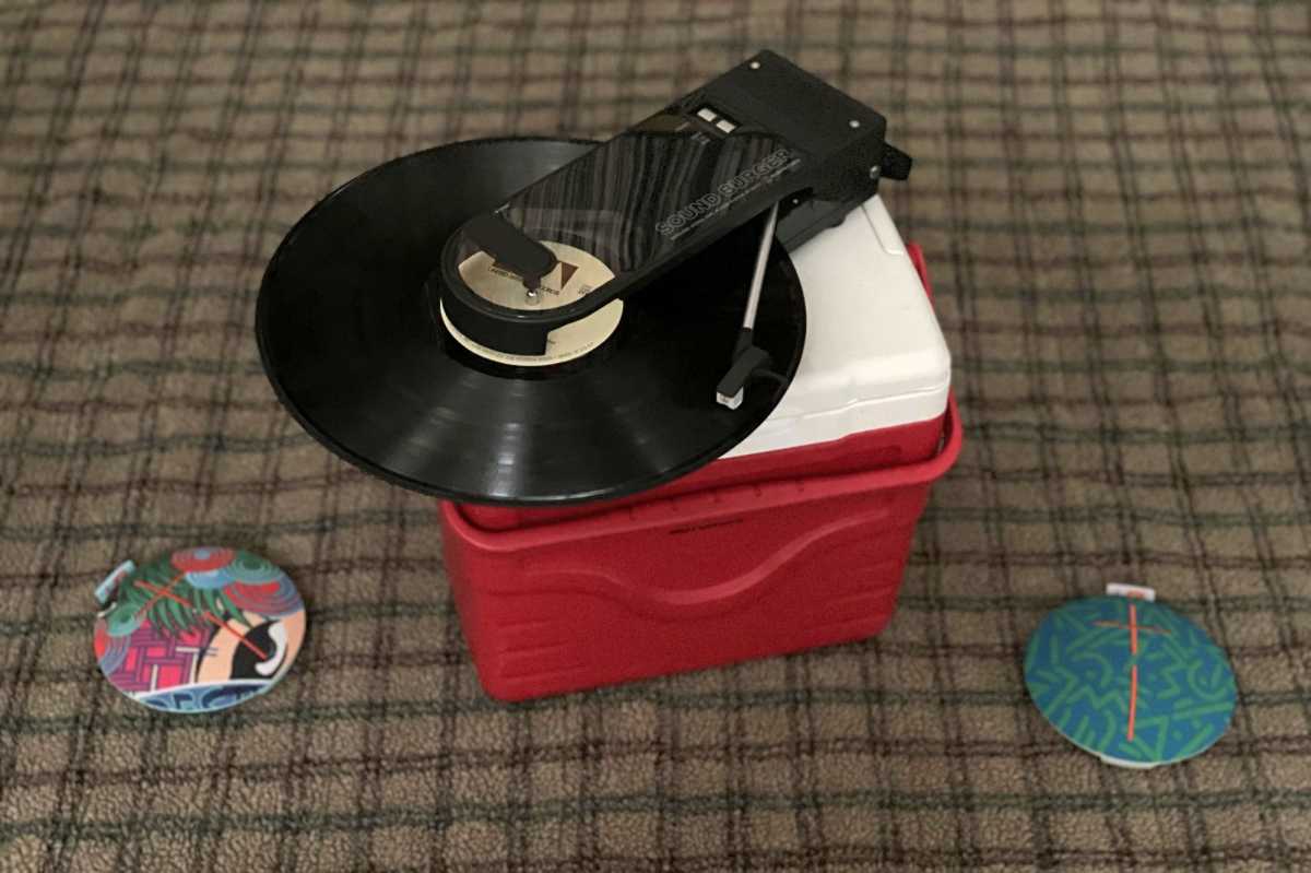 Sound Burger with Ultimate Ears Roll speakers and ice chest