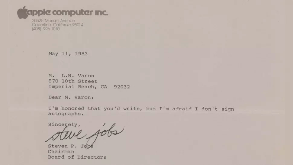 Steve Jobs Autogramm