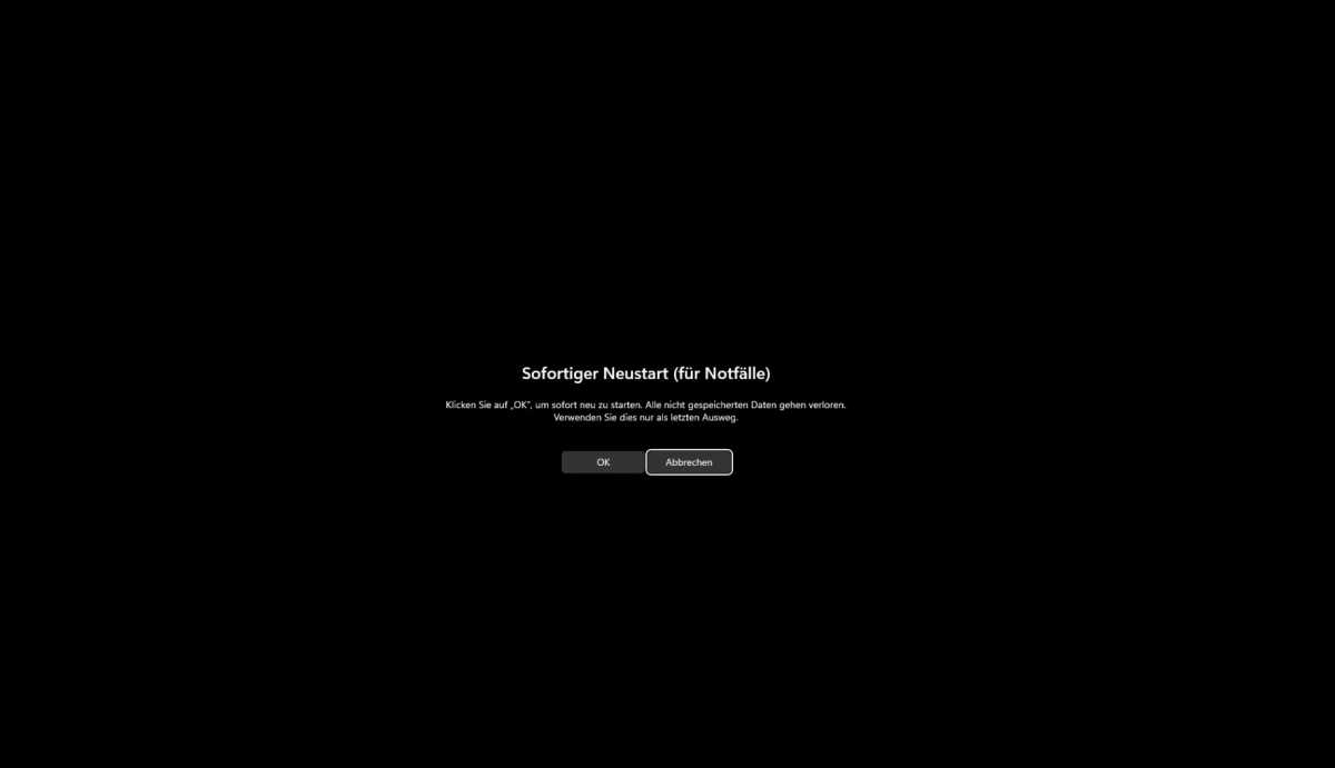 Sofortiger Neustart (für Notfälle) in Windows 10 / 11