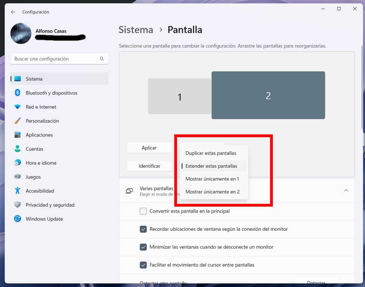 Windows 11 pantalla extender