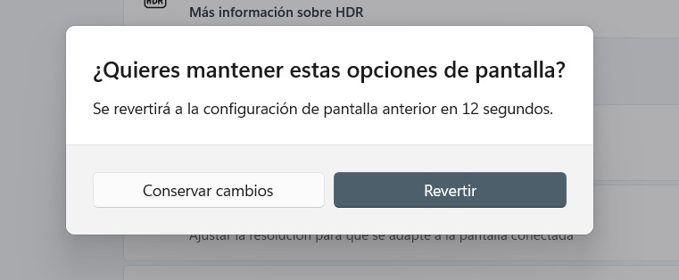 Windows 11 revertir opciones de pantalla