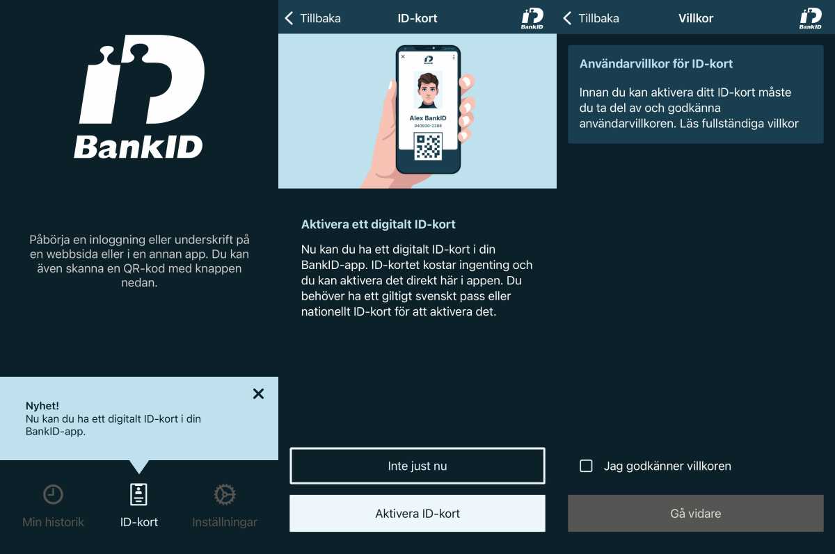 Skärmdumpar från bank-id-appen.