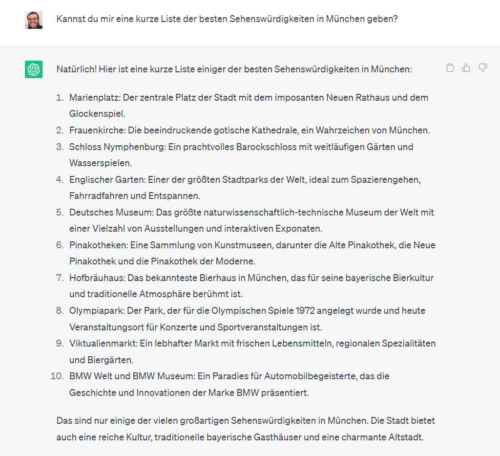 ChatGPT kann im Chatformat auf beliebige Anfragen treffende, informative und komplexe Antworten liefern.