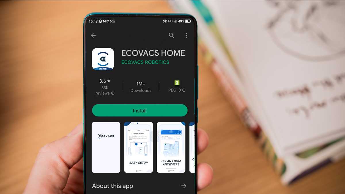 Ecovacs Home app on the Google Play Store on a smartphone