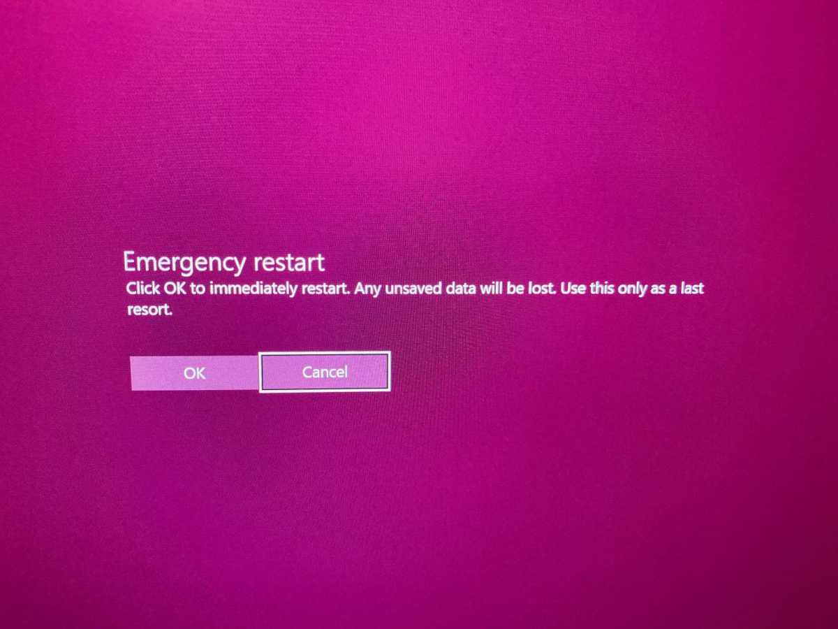 Emergency restart windows