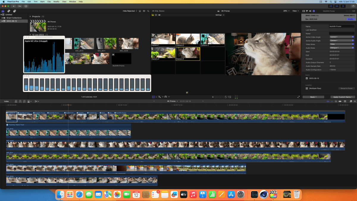 Skärmdump från Final Cut Pro med ett 4k-projekt.